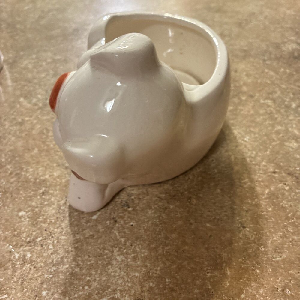 Vintage PIG Ceramic Planter White Pink Farmhouse CottageCore Sponge Holder Soap - Picture 5 of 8